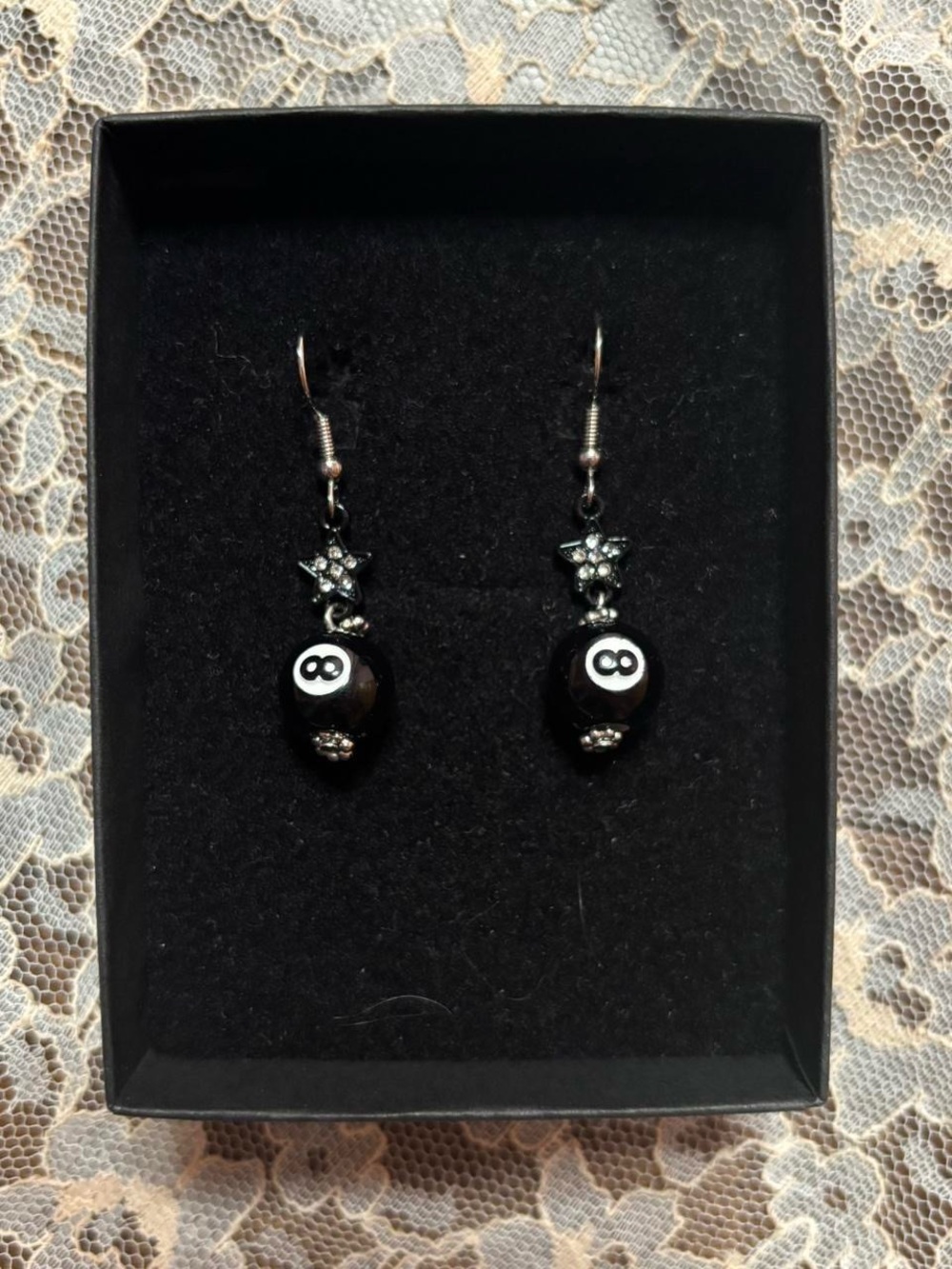 Black Eight Ball Drop Earrings - Hot topic